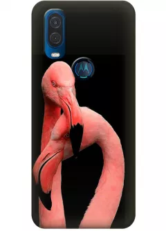 Чехол для Motorola One Vision - Пара фламинго
