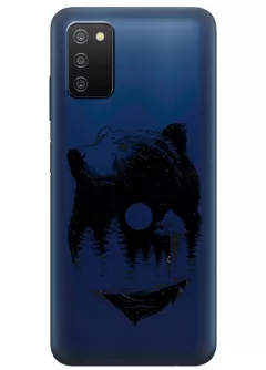 Прозрачный силиконовый бампер на Samsung A03s - Медведь