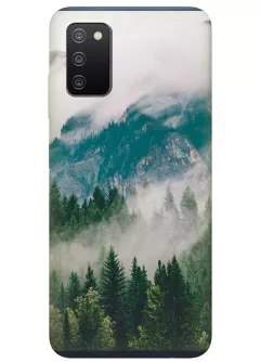 Силиконовый чехол на Samsung A03s с рисунком - Лес в горах