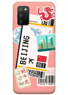 Samsung A03s силиконовый чехол с принтом - Билет в Пекин