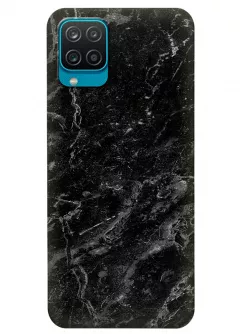 Samsung A12 силиконовый чехол с картинкой - Черный мрамор