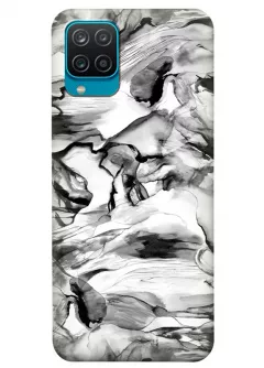 Samsung A12 силиконовый чехол с картинкой - Серый опал