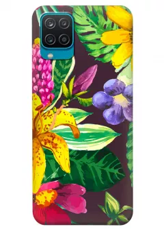 Samsung A12 силиконовый чехол с картинкой - Яркие цветочки