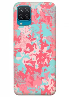 Samsung A12 силиконовый чехол с картинкой - Розовые бабочки
