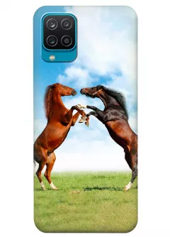 Samsung A12 силиконовый чехол с картинкой - Кони