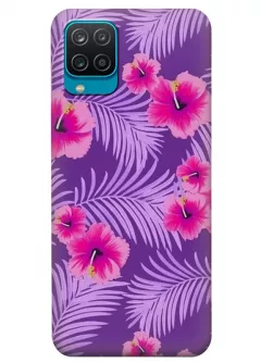Samsung A12 силиконовый чехол с картинкой - Тропические цветочки