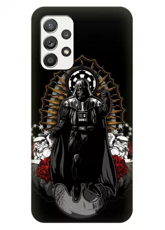 Чехол для Samsung Galaxy A32 из силикона - Звездные войны Star Wars несокрушимый Дарт Вейдер Darth Vader стоит на Звезде Смерти Death Star черный чехол