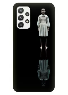 Бампер для Samsung Galaxy A32 из силикона - Очень странные дела Stranger Things Одиннадцать Милли Бобби Браун и полное отражение ее в темноте черный чехол