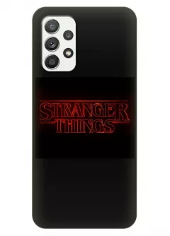 Чехол-накладка для Samsung Galaxy A32 из силикона - Очень странные дела Stranger Things красное название крупным планом черный чехол