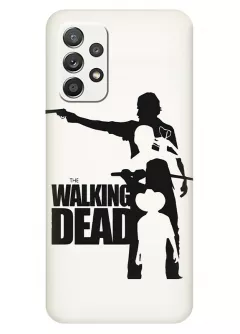 Чехол-накладка для Samsung Galaxy A32 из силикона - Ходячие мертвецы The Walking Dead название с главными героями в черно-белом стиле вектор-арт белый чехол