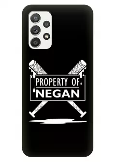 Чехол-накладка для Samsung Galaxy A32 из силикона - Ходячие мертвецы The Walking Dead Property of Negan White Logo черный чехол