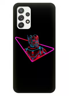 Чехол для Samsung A32 из силикона - Человек-муравей Комикс Марвел Marvel Comics Ant-Man логотип в виде треугольника со Скоттом Лэнгом неоновый арт черный чехол