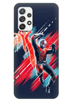 Чехол для Samsung A32 из силикона - Человек-муравей Комикс Марвел Marvel Comics Ant-Man молниеносная атака Скотта Лэнга в прыжке синий чехол
