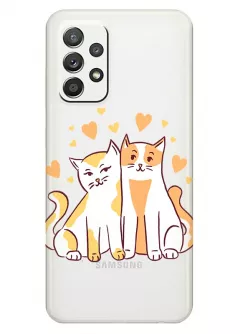 Чехол из прозрачного силикона на Samsung A52 с влюбленными котиками