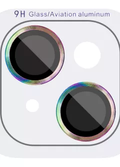 Защитное стекло Metal Classic на камеру (в упак.) для Apple iPhone 13 mini / 13, Сиреневый / Rainbow