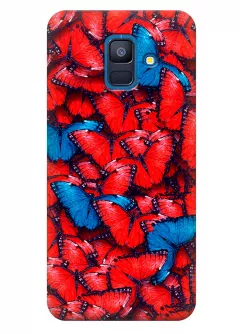 Чехол для Galaxy A6 (2018) - Красные бабочки