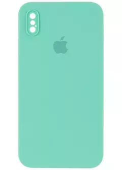 Уценка Чехол Silicone Case Square Full Camera Protective (AA) для Apple iPhone XS / X (5.8"), Дефект упаковки / Бирюзовый / Turquoise