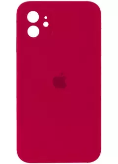 Чехол Silicone Case Square Full Camera Protective (AA) для Apple iPhone 11 (6.1"), Красный / Rose Red