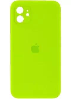 Чехол Silicone Case Square Full Camera Protective (AA) для Apple iPhone 11 (6.1"), Салатовый / Neon green