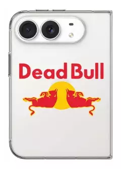 iPhone Duo прикольный прозрачный силиконовый чехол с надписью Dead Bull в стиле RedBull