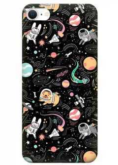 Силиконовый чехол на iPhone SE (2020) с веселым рисунком - Все в космосе