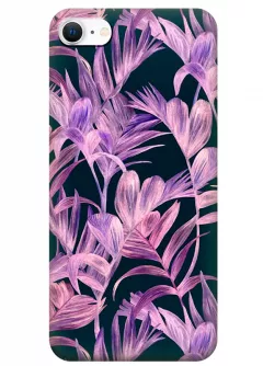 iPhone SE (2020) силиконовый чехол с картинкой - Сиреневые пальмы