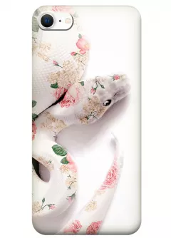 iPhone SE (2020) силиконовый чехол с картинкой - Питон в розах