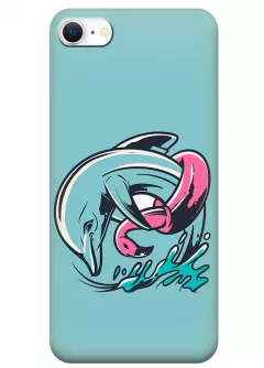 iPhone SE (2022) силиконовый чехол с картинкой - Дельфин