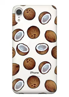 Чехол силиконовый для iPhone XR с рисунком кокосов