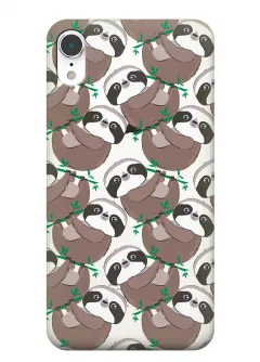 Чехол для iPhone XR с принтом - Удивленные ленивцы
