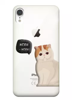 iPhone XR чехол из прозрачного силикона с котиком