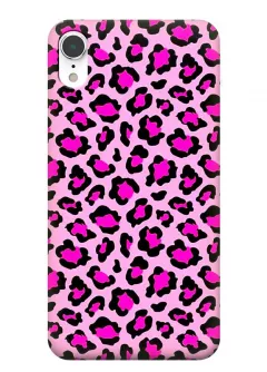 Модный силиконовый чехол на iPhone XR с принтом - Розовый леопард