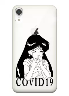 iPhone XR чехол силиконовый прозрачный - Anime Covid-19