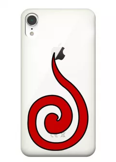 Айфон ХР чехол силиконовый прозрачный - Naruto Logo Красная спираль