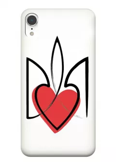 Чехол на iPhone XR с сердцем и гербом Украины