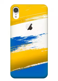 Чехол на iPhone XR из прозрачного силикона с украинскими мазками краски