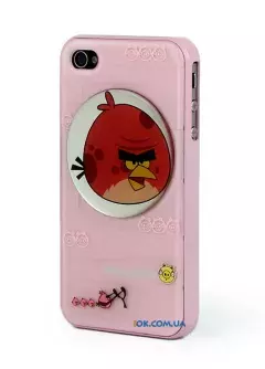 Розовый TPU чехол на iPhone 4/4S - Angry Birds
