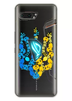 Чехол для Asus ROG Phone 2 из прозрачного силикона - Герб Украины в цветах