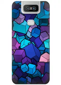 Чехол для ZenFone 6 (ZS630KL) - Синие кубы