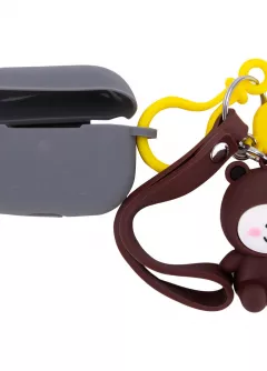 Силиконовый футляр Cute Charm для наушников AirPods Pro, Медведь в костюме / Коричневый