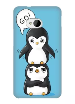 чехол для HTC One - Пингвины