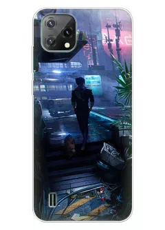 Бампер для Blackview A55 - Ковбой Бибоп Cowboy Bebop Спайк Шпигель прогуливается вечером в городе