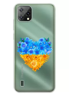 Патриотический чехол Blackview A55 с рисунком сердца из цветов Украины
