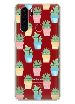 Милый чехол для Blackview A80 Plus с принтом - Кактусы в горшочках