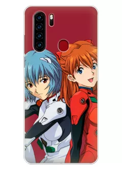 Чехол для Blackview A80 Plus - Евангелион Evangelion Аска Лэнгли Сорью и Рей Аянами бок о бок 