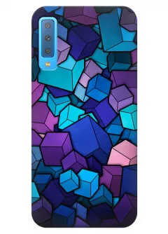 Чехол для Galaxy A7 (2018) - Синие кубы