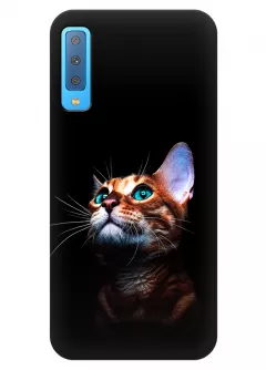 Чехол для Galaxy A7 (2018) - Зеленоглазый котик