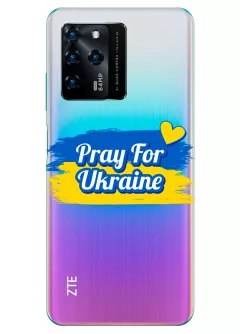 Чехол для ZTE Blade V30 "Pray for Ukraine" из прозрачного силикона