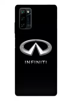 Blackview A100 чехол из силикона - Infiniti Инфинити классический логотип крупным планом с серебряным названием