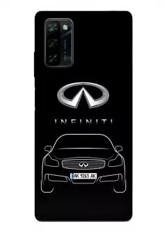 Blackview A100 чехол из силикона - Infiniti Инфинити логотип и автомобиль машина Q30 QX30 Q50 QX55 вектор-арт купе седан с номерным знаком